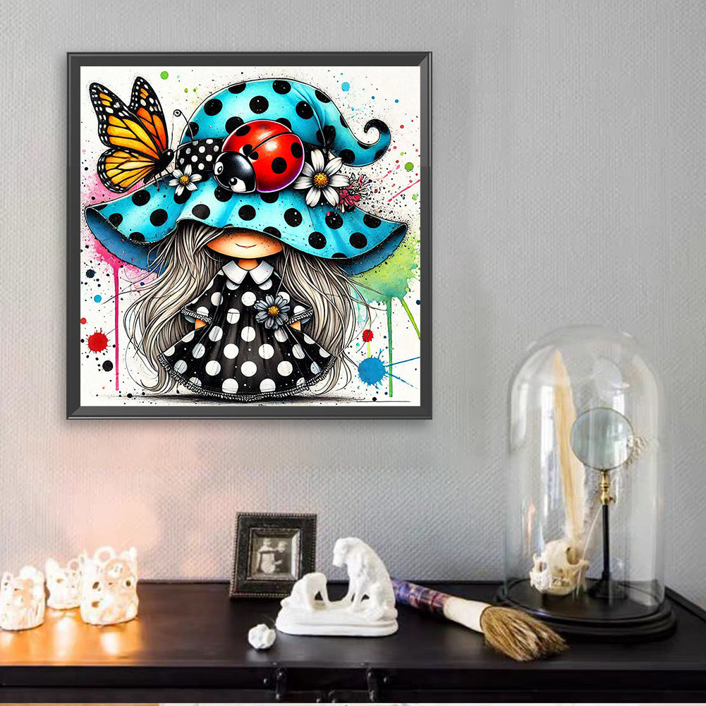 Colorful Ladybug Girl - Full Square Drill Diamond Painting 30*30CM