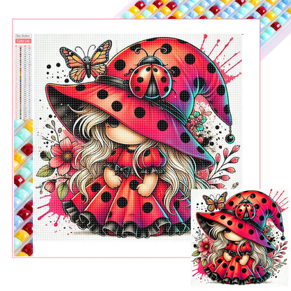 Colorful Ladybug Girl - Full Square Drill Diamond Painting 30*30CM