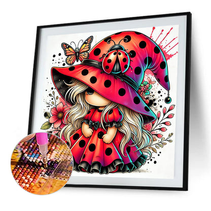 Colorful Ladybug Girl - Full Square Drill Diamond Painting 30*30CM