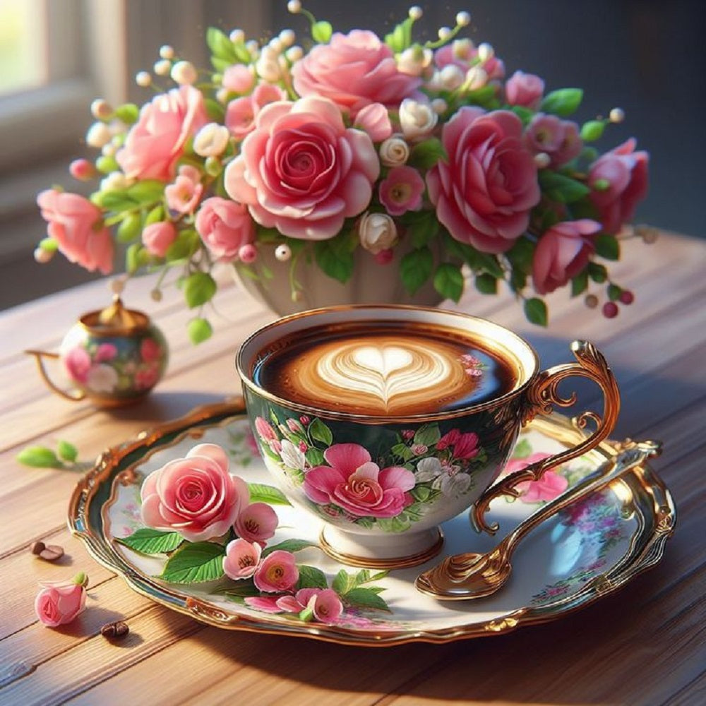 Vase Coffee - Full Round Drill Diamond Painting 40*40CM