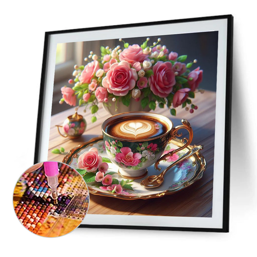 Vase Coffee - Full Round Drill Diamond Painting 40*40CM