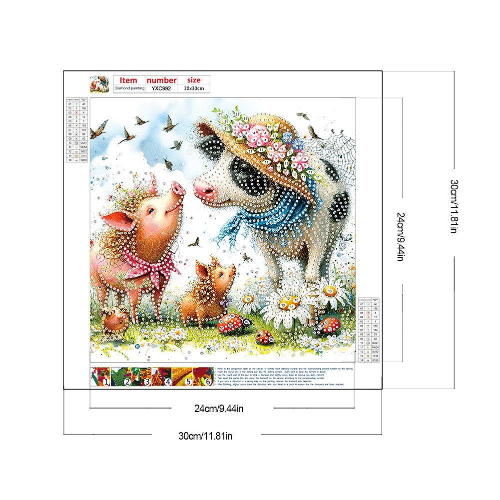 Garden Cow - Special Shaped Drill Diamond Painting 30*30CM