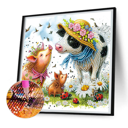 Garden Cow - Special Shaped Drill Diamond Painting 30*30CM