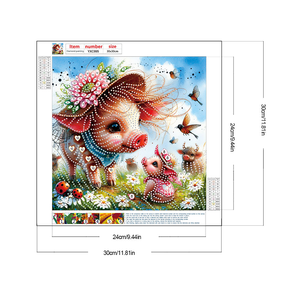 Garden Pig - Special Shaped Drill Diamond Painting 30*30CM