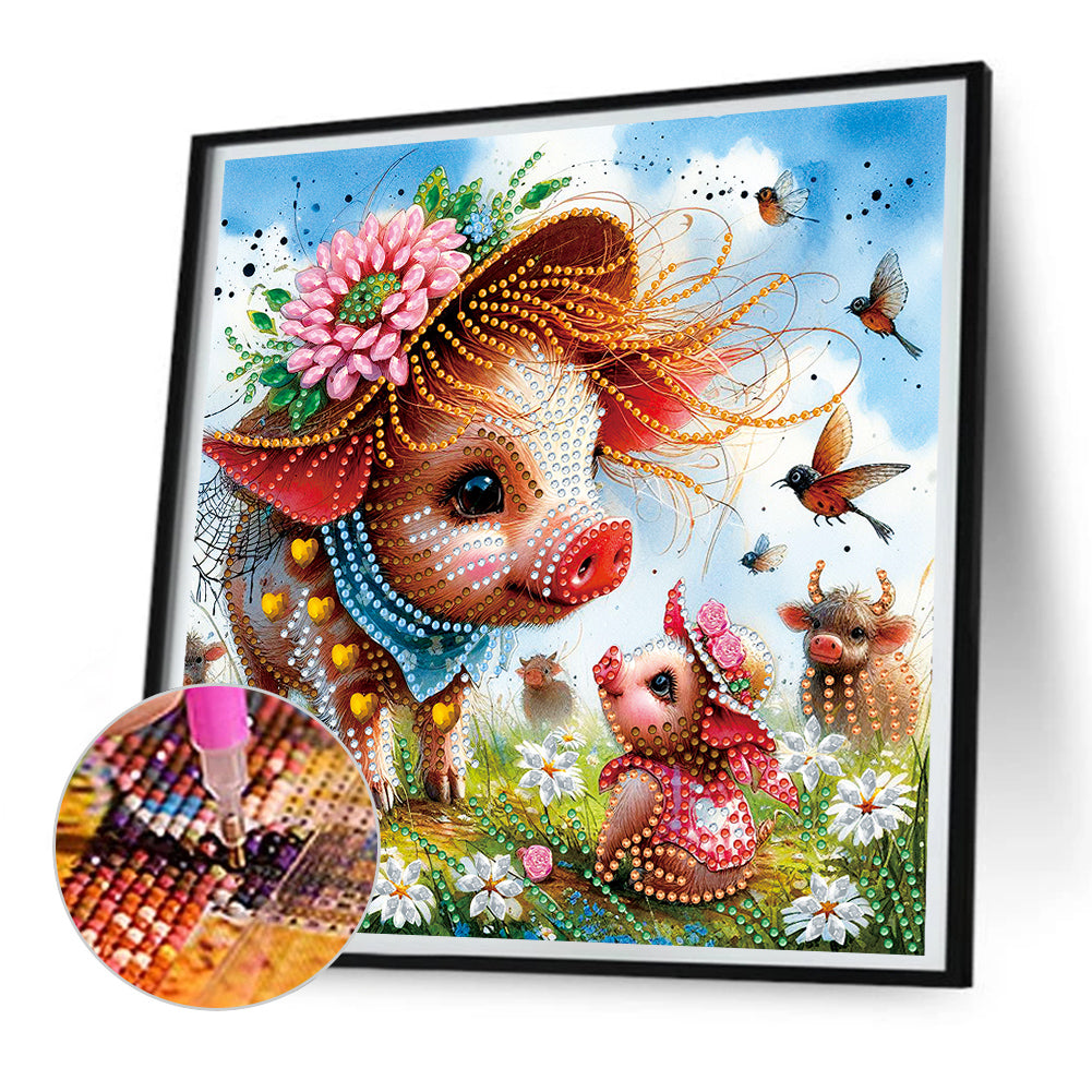Garden Pig - Special Shaped Drill Diamond Painting 30*30CM
