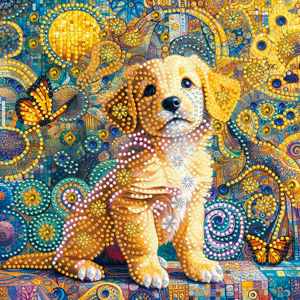 Butterfly Puppy - Special Shaped Drill Diamond Painting 30*30CM
