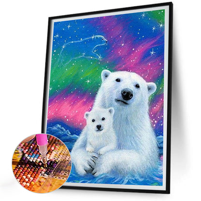 Polar Bear Under The Aurora - Full Round Drill Diamond Painting 30*40CM