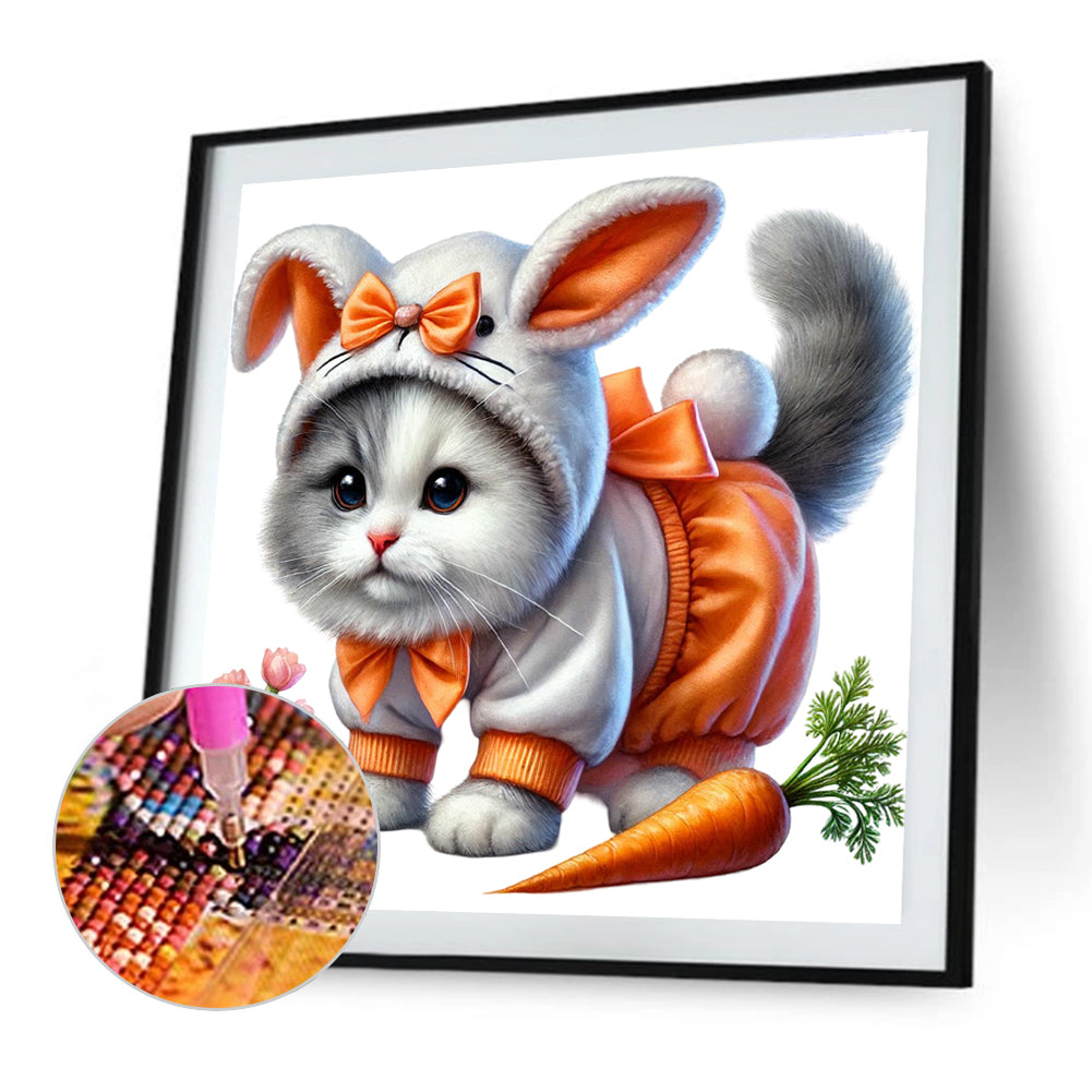 Cat And Carrot - Full Round Drill Diamond Painting 40*40CM