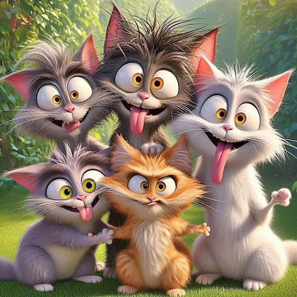 Funny Cat - Full Round Drill Diamond Painting 40*40CM