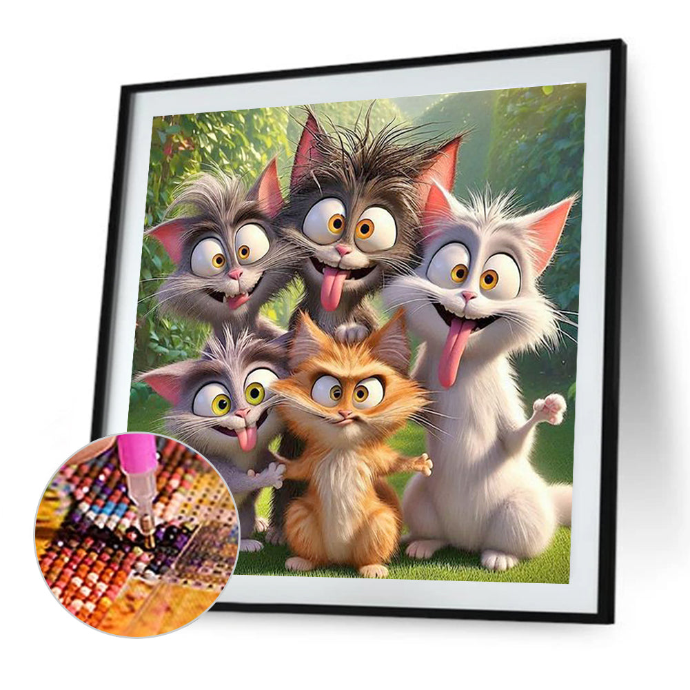 Funny Cat - Full Round Drill Diamond Painting 40*40CM