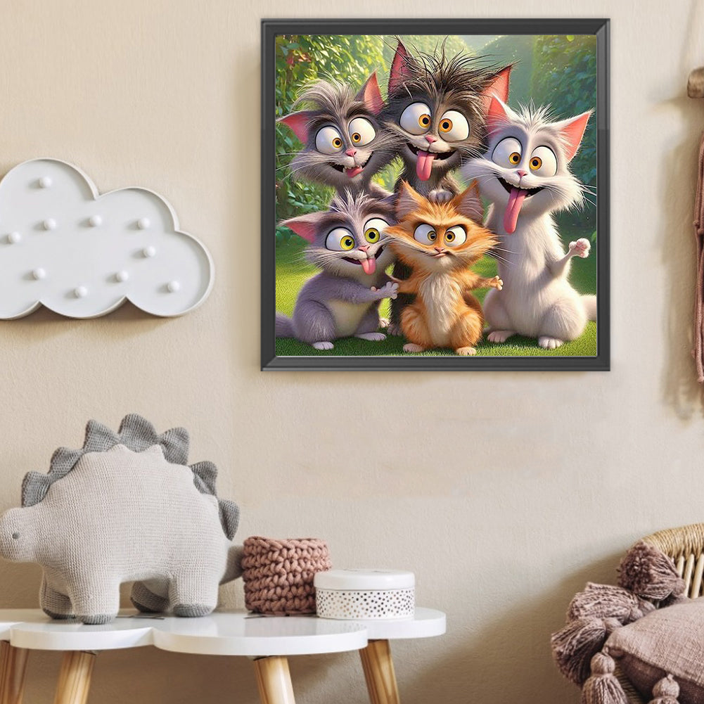 Funny Cat - Full Round Drill Diamond Painting 40*40CM