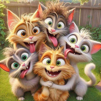Funny Cat - Full Round Drill Diamond Painting 40*40CM
