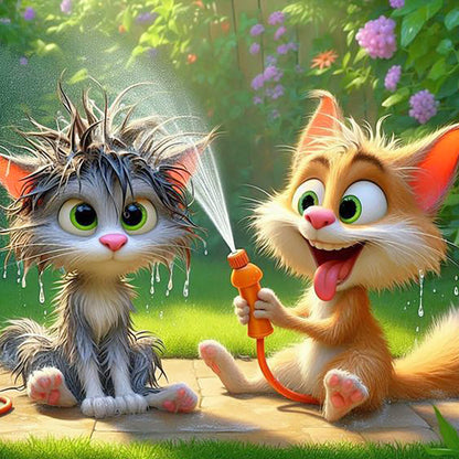 Funny Cat - Full Round Drill Diamond Painting 40*40CM
