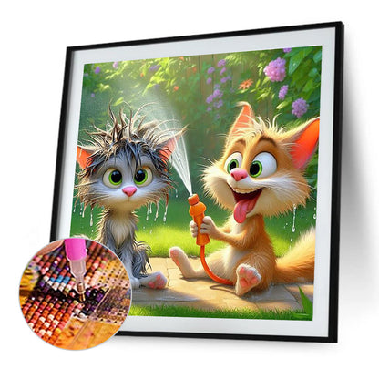 Funny Cat - Full Round Drill Diamond Painting 40*40CM
