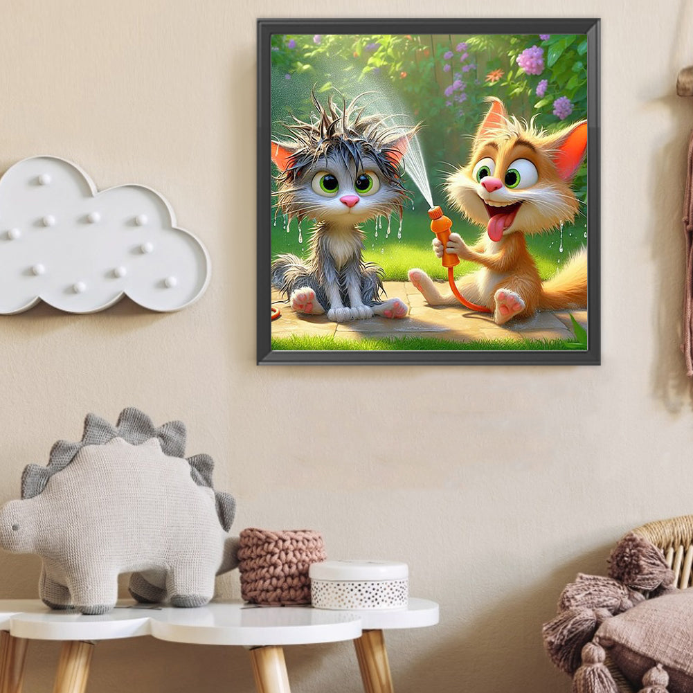 Funny Cat - Full Round Drill Diamond Painting 40*40CM
