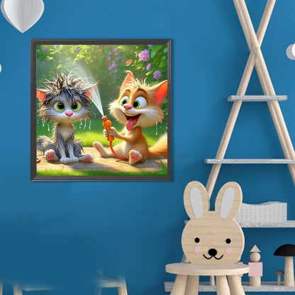 Funny Cat - Full Round Drill Diamond Painting 40*40CM