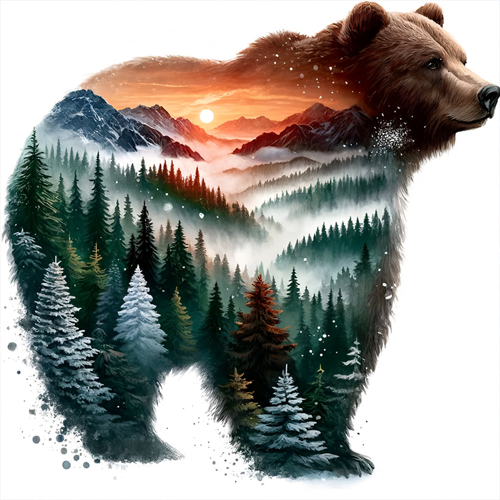 Forest Bear - Full Round Drill Diamond Painting 30*30CM