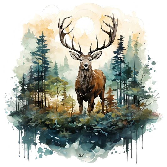 Forest Deer - Full Round Drill Diamond Painting 30*30CM