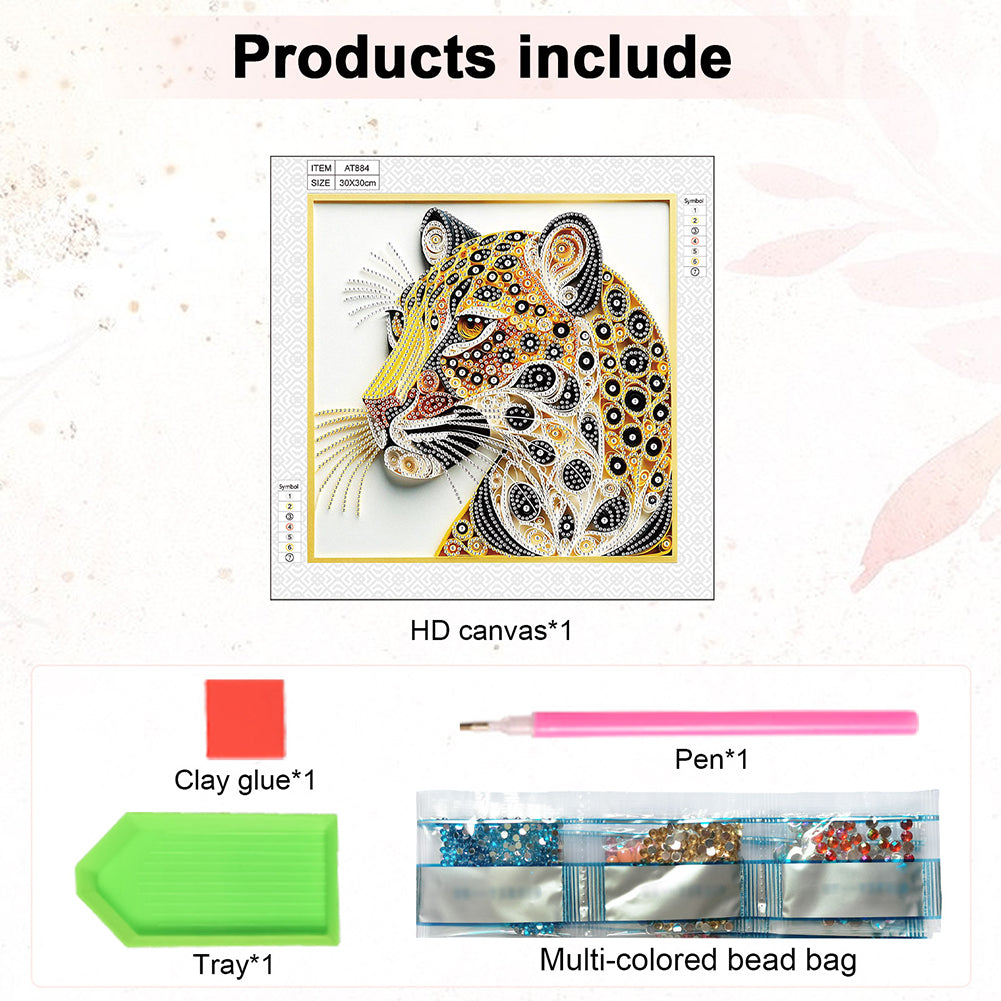 Paper Quilling Leopards - Special Shaped Drill Diamond Painting 30*30CM