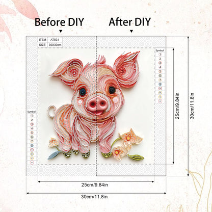 Paper Quilling Piglets - Special Shaped Drill Diamond Painting 30*30CM