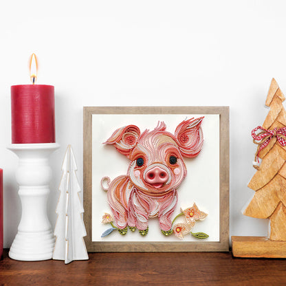 Paper Quilling Piglets - Special Shaped Drill Diamond Painting 30*30CM