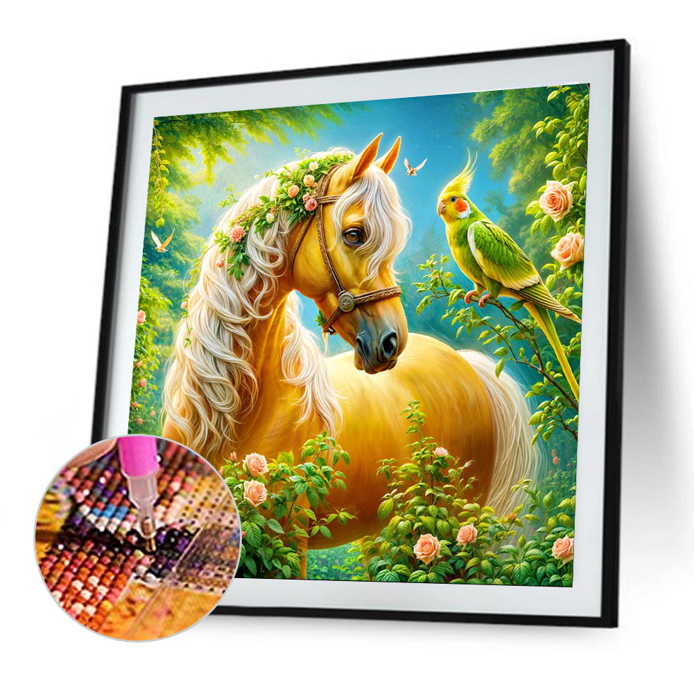 Parrots And Horses - Full Round Drill Diamond Painting 40*40CM