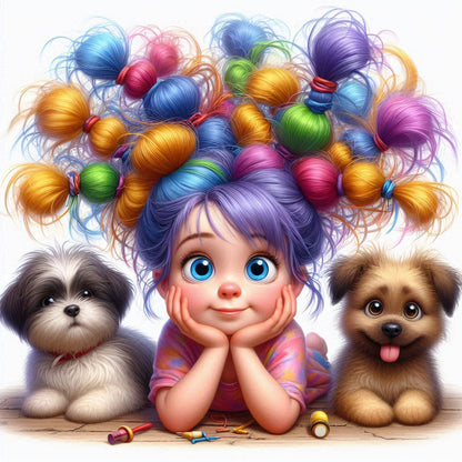 Dogs And Girls - Full Round Drill Diamond Painting 40*40CM