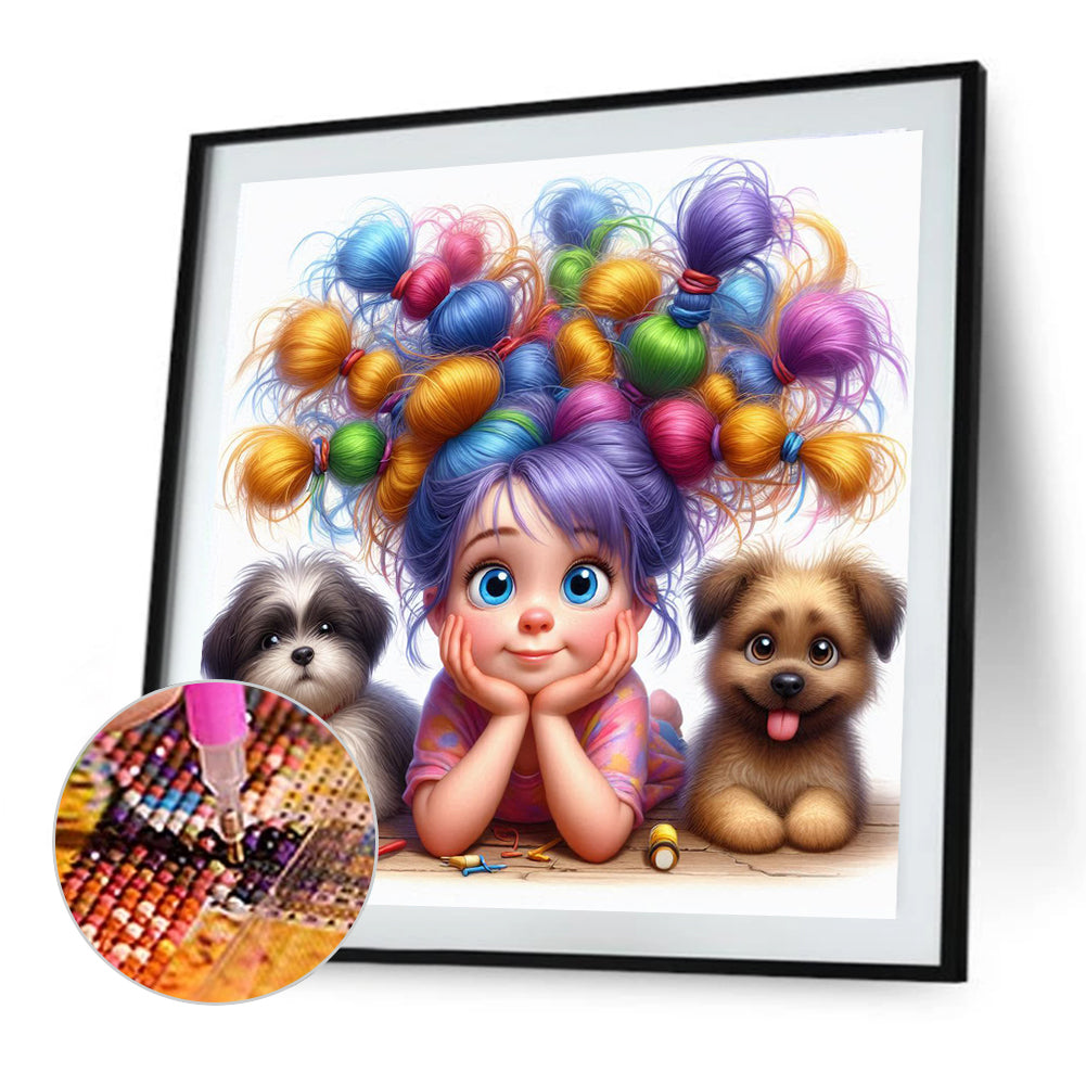 Dogs And Girls - Full Round Drill Diamond Painting 40*40CM