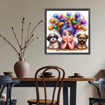 Dogs And Girls - Full Round Drill Diamond Painting 40*40CM