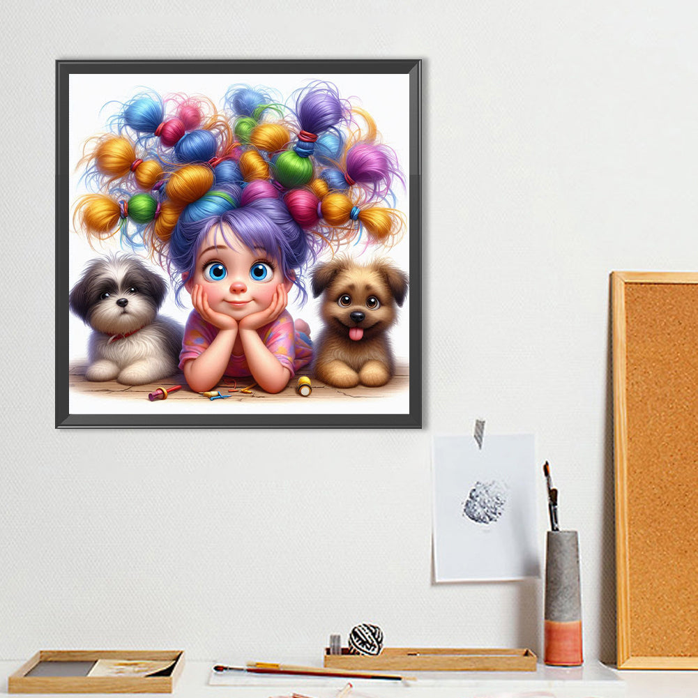 Dogs And Girls - Full Round Drill Diamond Painting 40*40CM