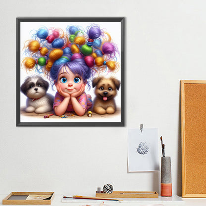 Dogs And Girls - Full Round Drill Diamond Painting 40*40CM