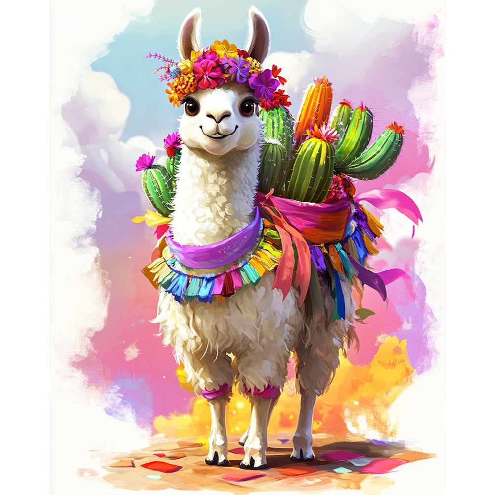 Alpaca In Cactus - Full Round Drill Diamond Painting 40*50CM