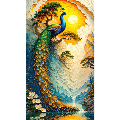 Peacocks In Green Pine Shadows - Full Square Drill Diamond Painting 40*70CM