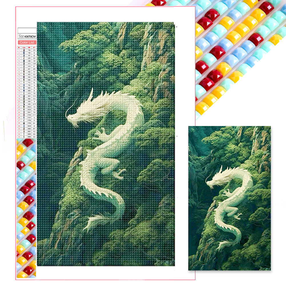 Dragons In Green Mountains - Full Square Drill Diamond Painting 40*70CM