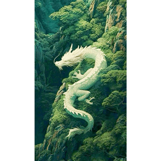 Dragons In Green Mountains - Full Square Drill Diamond Painting 40*70CM