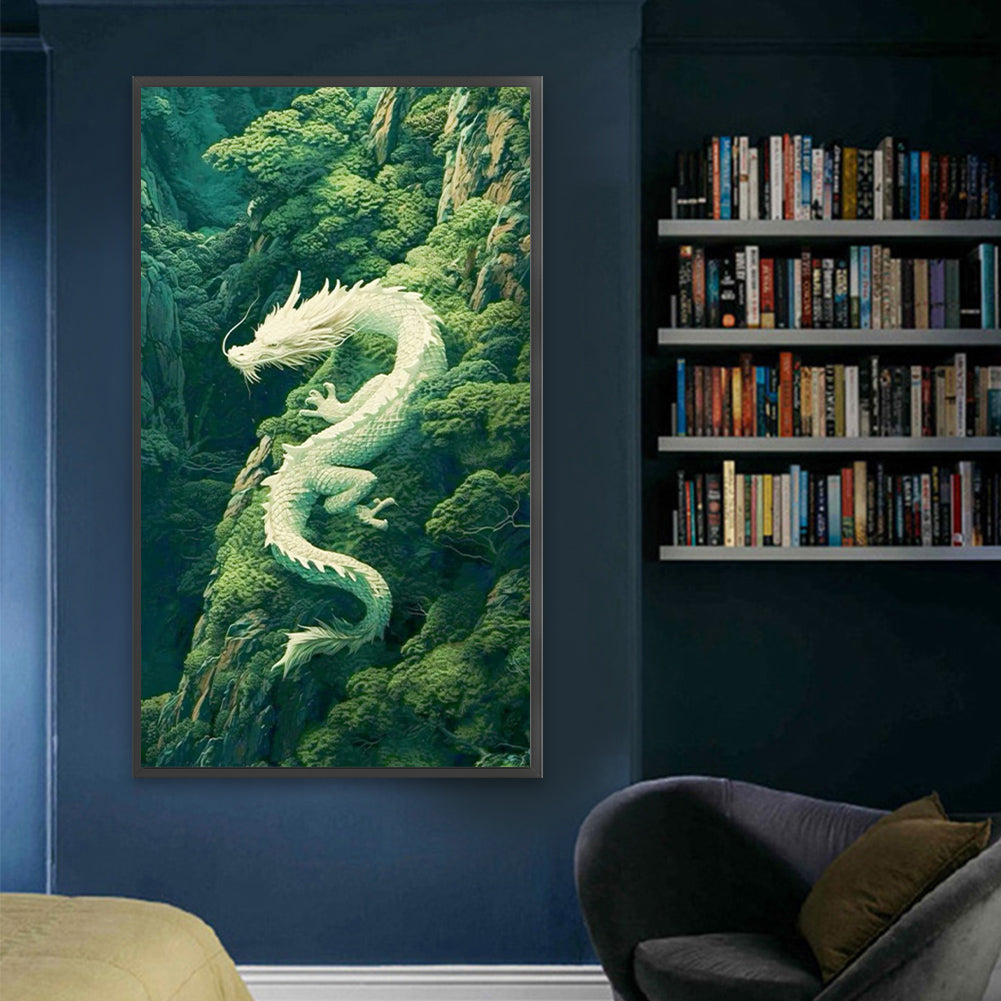 Dragons In Green Mountains - Full Square Drill Diamond Painting 40*70CM
