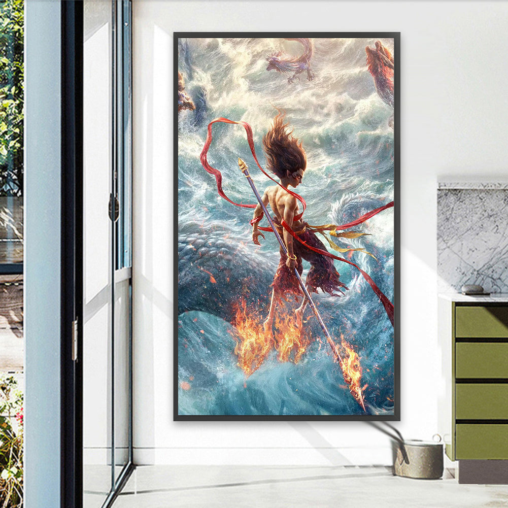 Nezha And The Dragons - Full Round Drill Diamond Painting 40*70CM