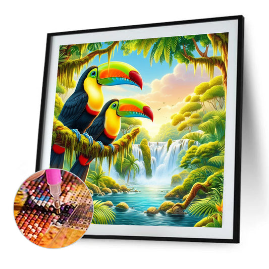 Toucans In Summer Rainforests - Full Round Drill Diamond Painting 30*30CM