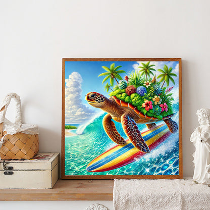 Summer Surfing Turtles - Full Round Drill Diamond Painting 30*30CM