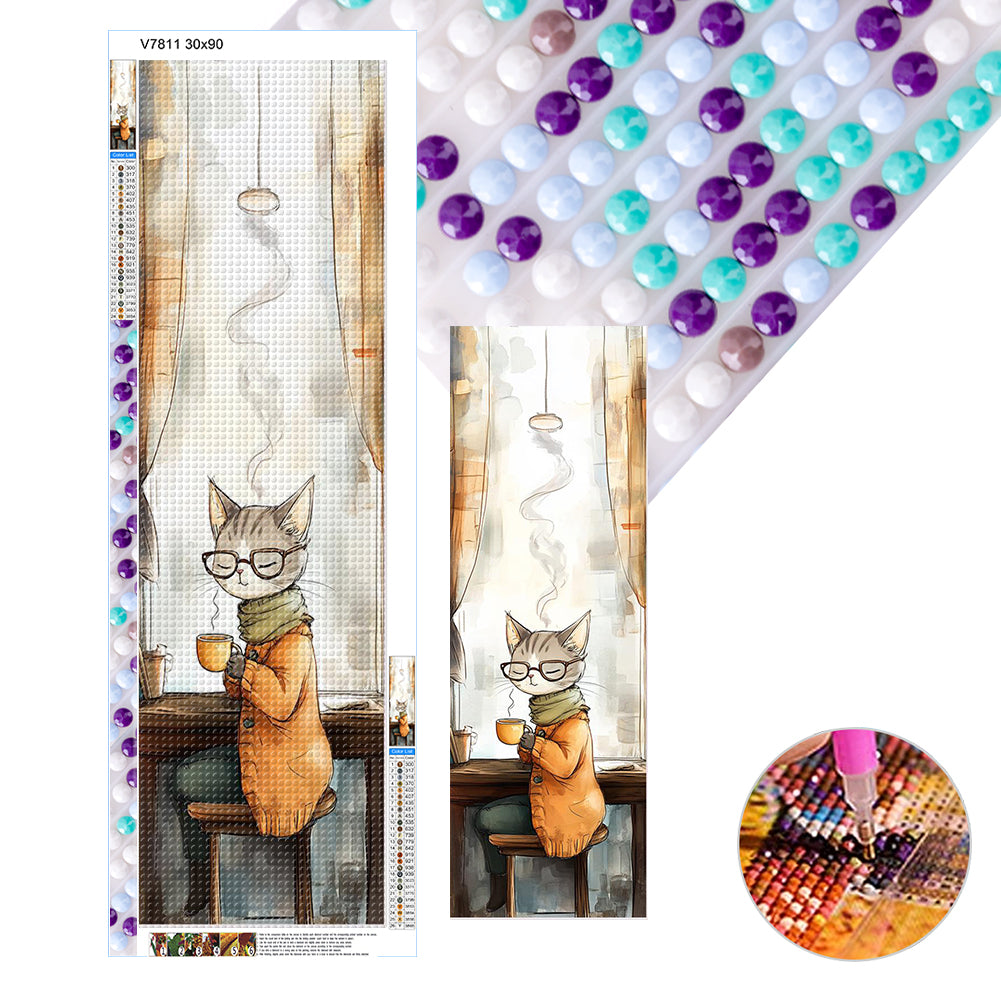 Coffee Cats - Full Round Drill Diamond Painting 30*90CM