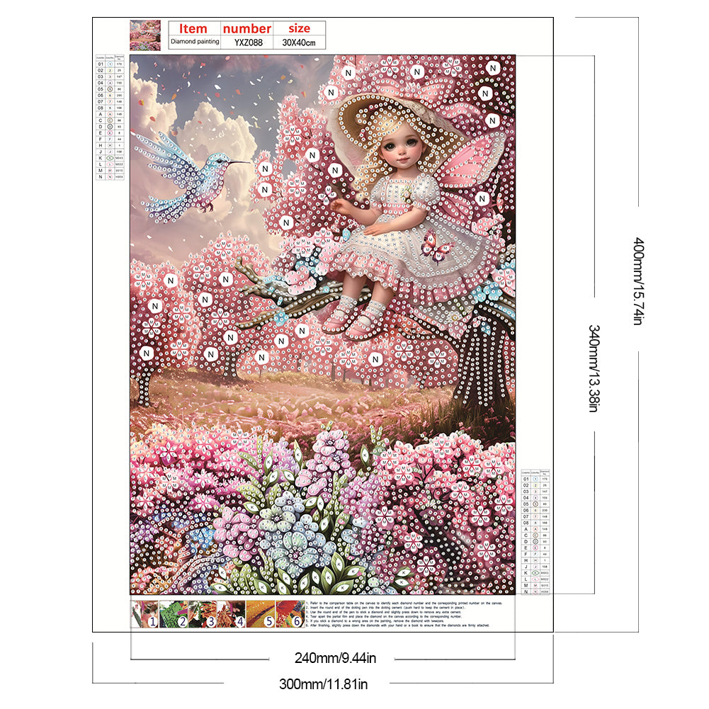 Girl In The Flower Bush - Special Shaped Drill Diamond Painting 30*40CM
