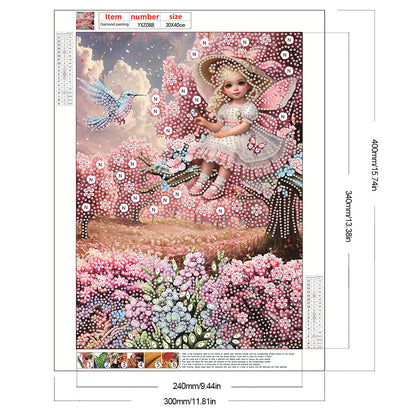 Girl In The Flower Bush - Special Shaped Drill Diamond Painting 30*40CM