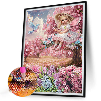 Girl In The Flower Bush - Special Shaped Drill Diamond Painting 30*40CM