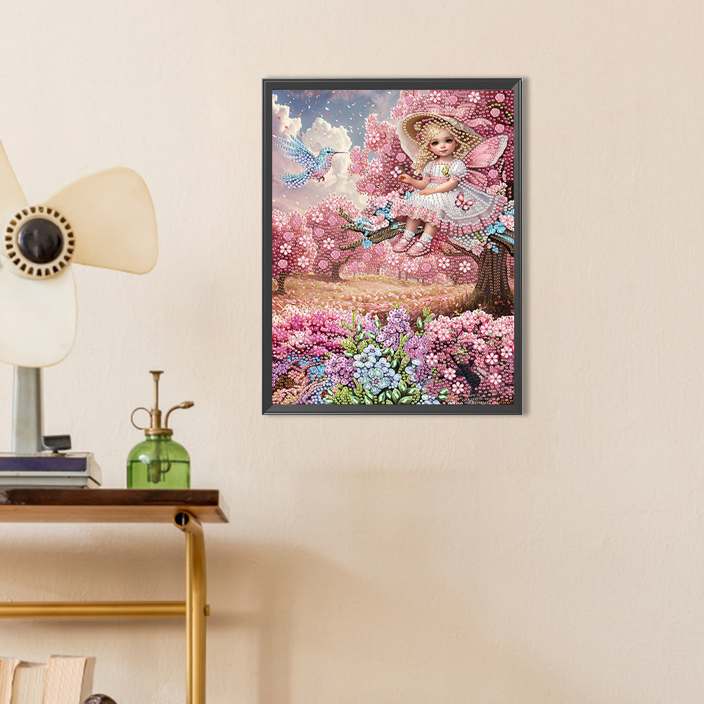 Girl In The Flower Bush - Special Shaped Drill Diamond Painting 30*40CM