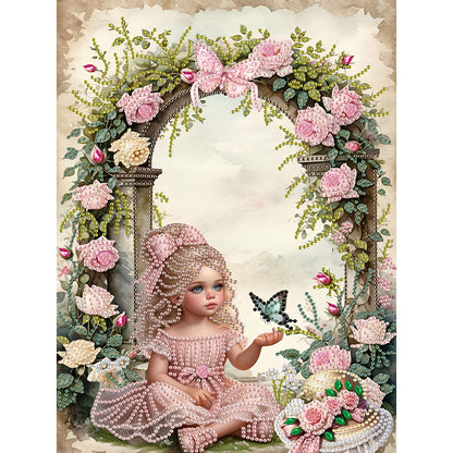 Girl In The Flower Bush - Special Shaped Drill Diamond Painting 30*40CM