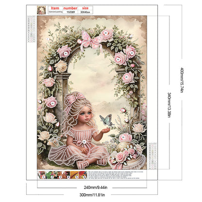 Girl In The Flower Bush - Special Shaped Drill Diamond Painting 30*40CM