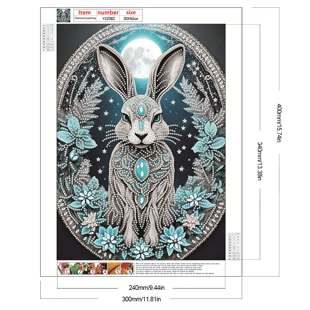 Blue Fantasy Bunny - Special Shaped Drill Diamond Painting 30*40CM