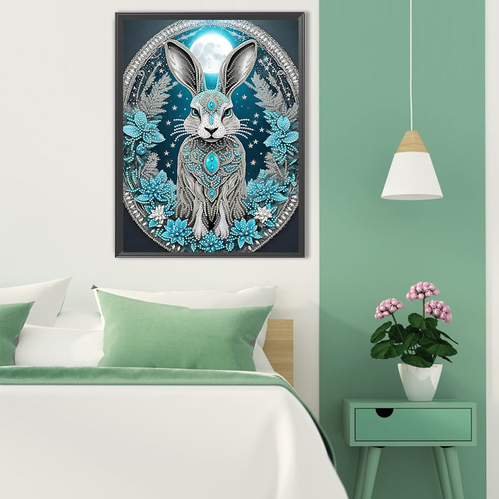 Blue Fantasy Bunny - Special Shaped Drill Diamond Painting 30*40CM
