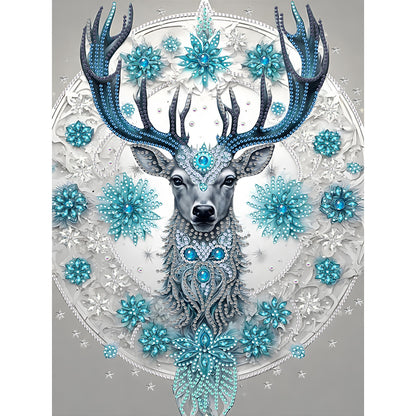Blue Fantasy Deer - Special Shaped Drill Diamond Painting 30*40CM
