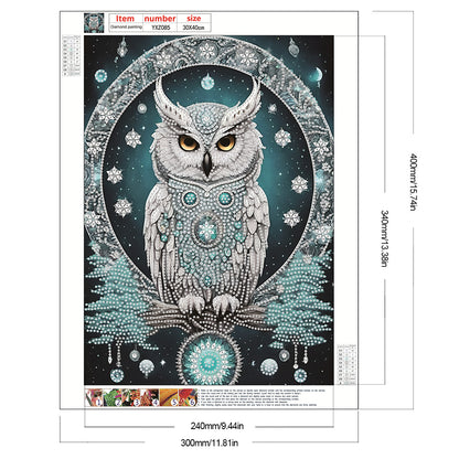 Blue Fantasy Owl - Special Shaped Drill Diamond Painting 30*40CM